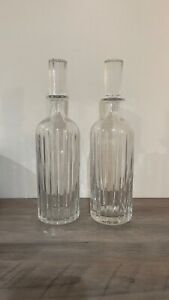 Baccarat France Pair Harmonie Cut Crystal Wine Whisky Decanter w Stopper 12"