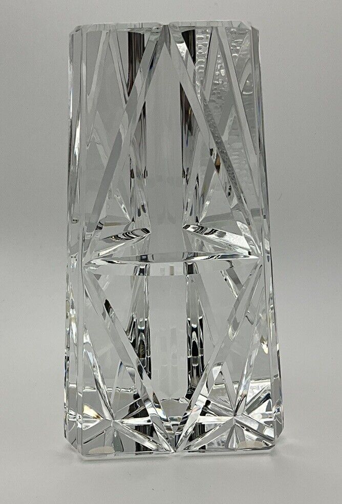 Baccarat France French Crystal 5.75” Geometric Triangle Figurine Statue Rare EUC