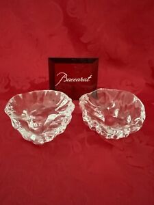 FLAWLESS Glass BACCARAT France 2 Crystal HUITRES OYSTER SHELL Salt Dip BOWL DISH