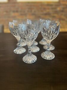 8 Baccarat Crystal Messena Red Wine Water Glasses Stems Goblets Signed 6.9"