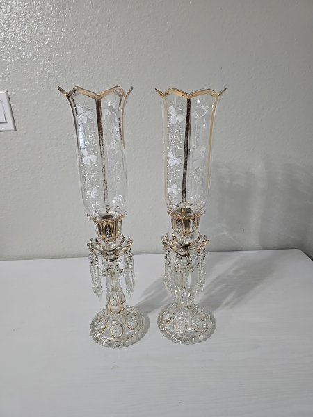 New ListingPair Of Antique Baccarat Candleholders/Candlestick/White Enamel/Gold/France 1930