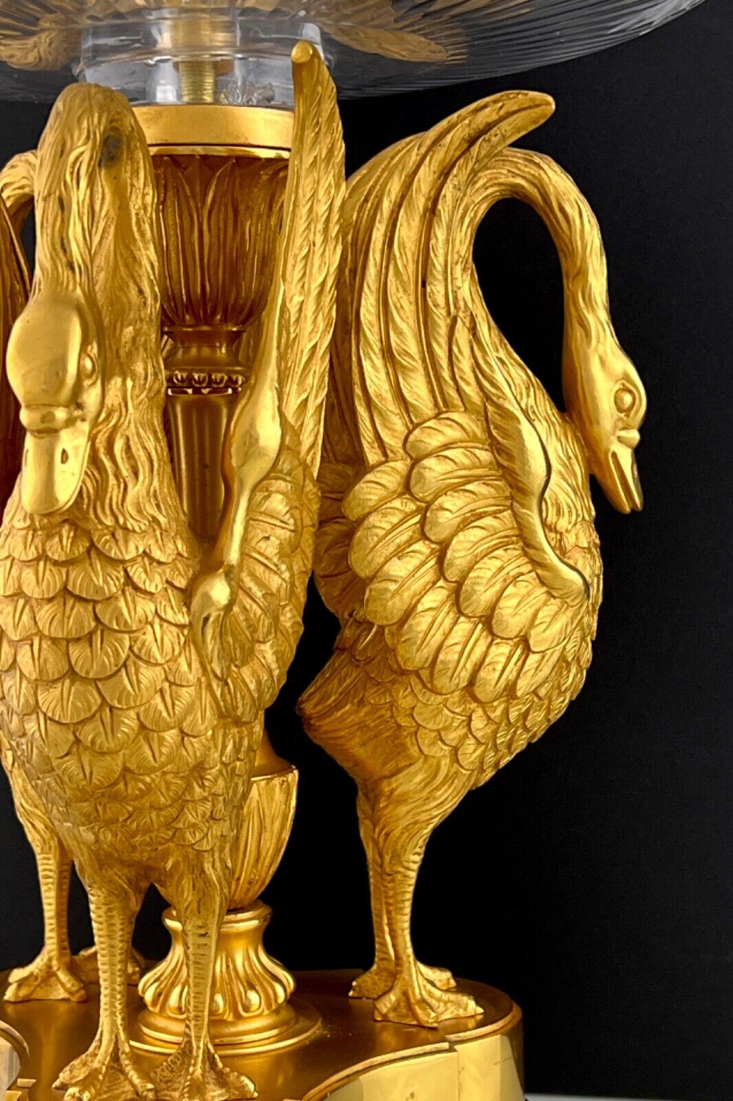 Antique Baccarat Cut Crystal and Ormolu Bronze Swan Centerpiece 19th century #2