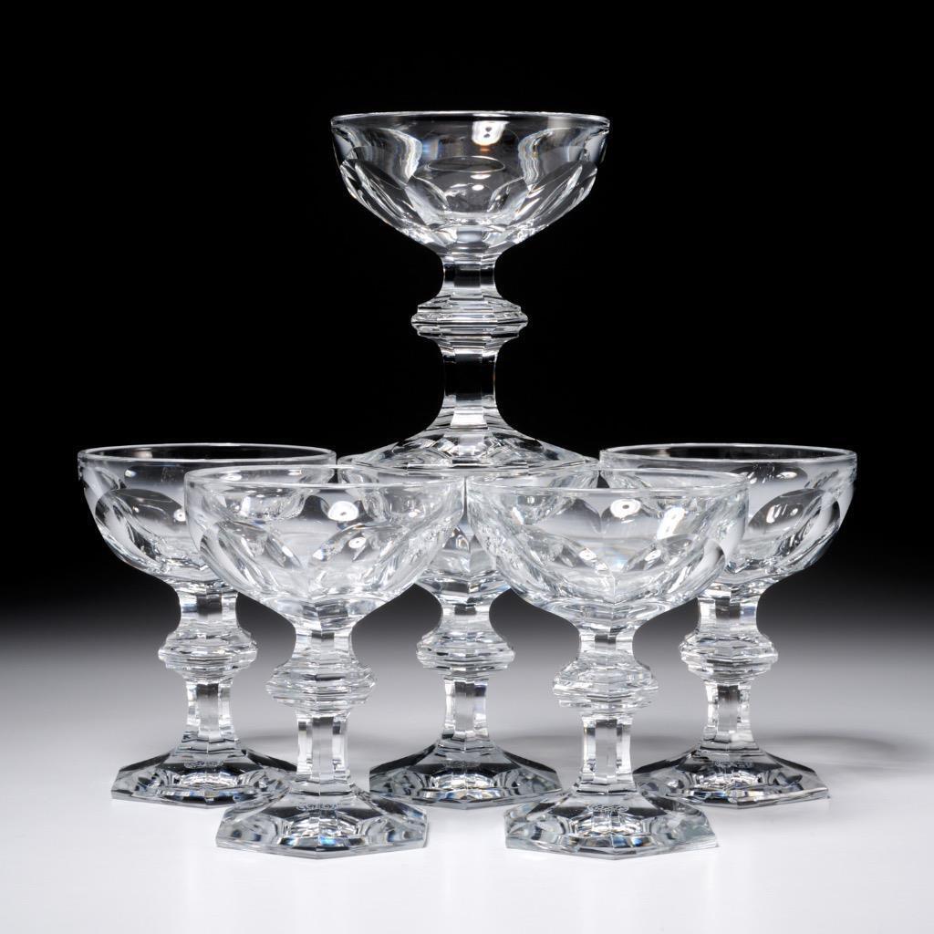 (6) Baccarat France Cut Crystal Harcourt 1841 Champagne Dessert Coupes Glasses B