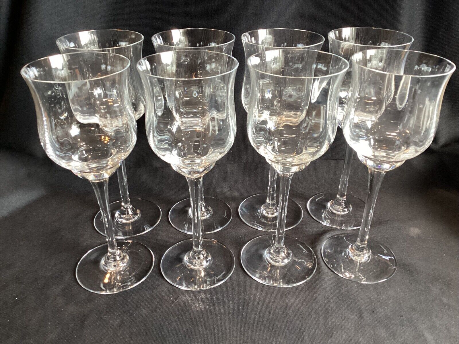 Set of 8 Baccarat Capri Optic Large 9” Tall Water Goblets Wine Glasses