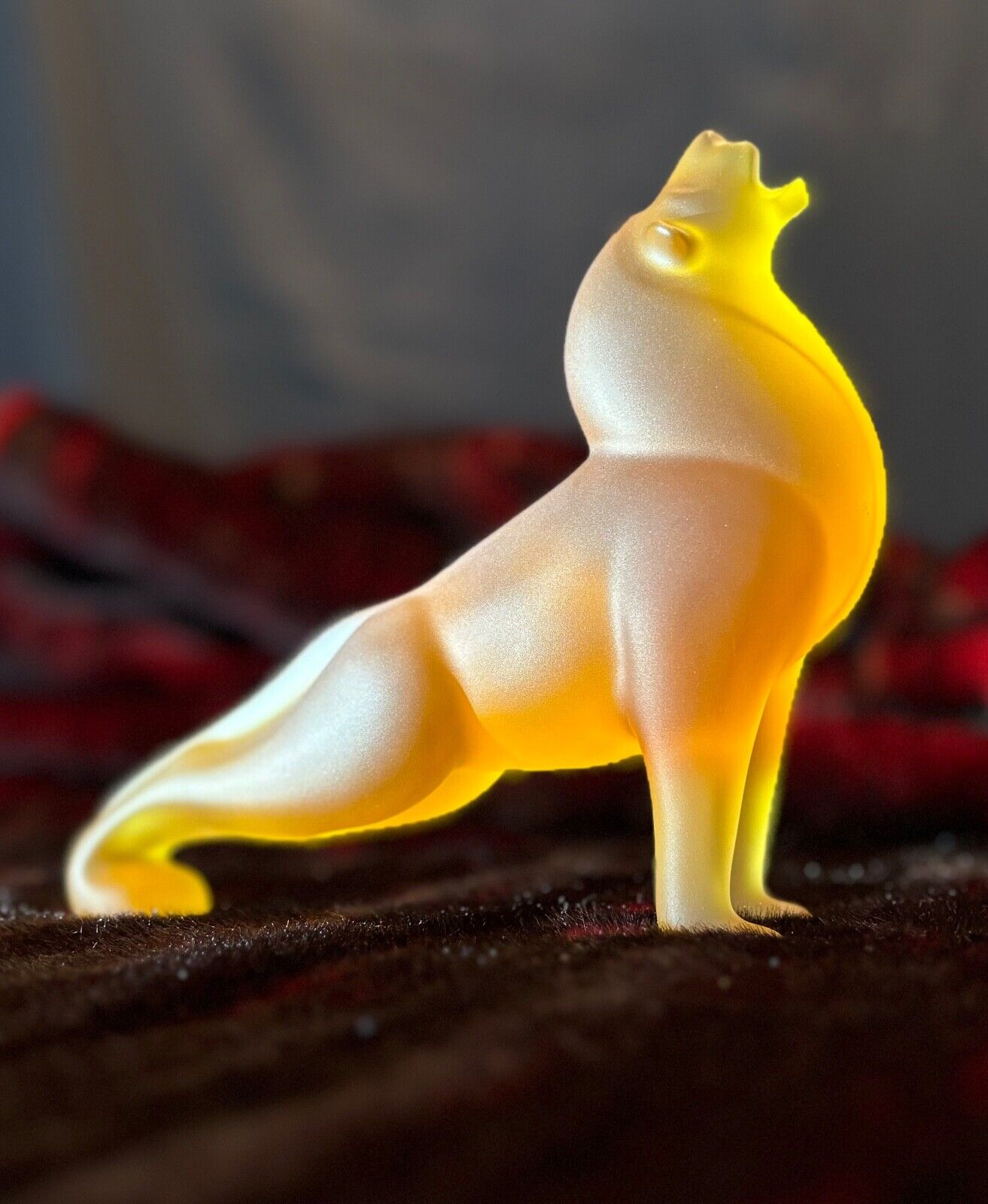 NIB 47/50Very Rare BACCARAT CRYSTAL AMBER LION LOET VANDERVEEN France Tanganyika