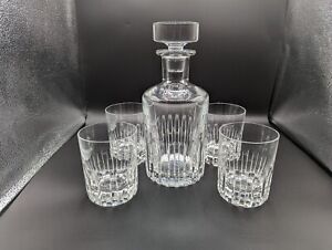 Baccarat Crystal Rotary Decanter & 4 Rotary Old Fashion glasses-signed