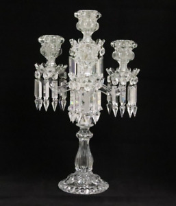 BACCARAT ART GLASS CRYSTAL Medallion 4 ARM CANDELABRA 5 Bobeche 45 PRISMS 19''H