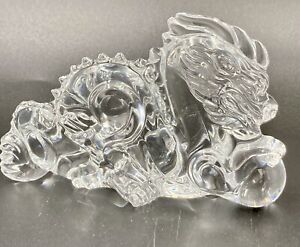Baccarat Crystal Las Vegas Dragon signed Etched & Sticker about 3” T and 4.5”W