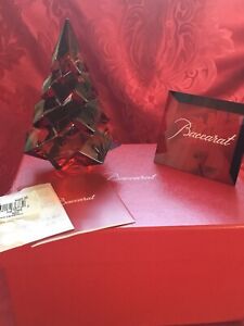 NIB FLAWLESS Stunning BACCARAT France Red MEGEVE Art Crystal CHRISTMAS FIR TREE