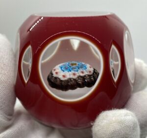 Vintage Art Glass Paperweight Baccarat Sulphide Cameo Millefiori Murano