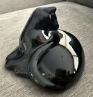 Baccarat France Crystal Signed Reclining / Grooming Black Cat Figurine For GUMPS