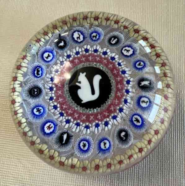 1971 L.E. Baccarat Gridel Squirrel Silhouette Millefiori Paperweight Vintage