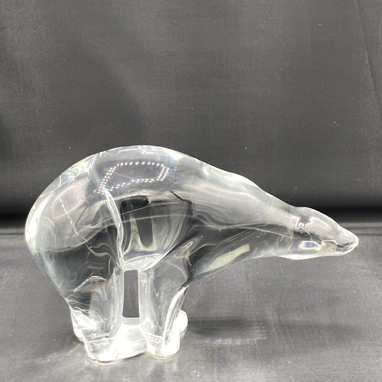 BACCARAT Signed Crystal Clear Glass 6 3/4" POLAR BEAR Figurine