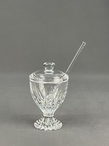 Baccarat Crystal France MASSENA Mustard Jam Jar with Lid & Spoon: MINT