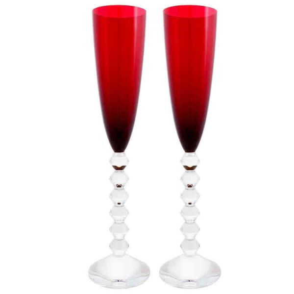 Baccarat Vega Ruby Flutissimo Champagne Flute 2811806 - Set of 2