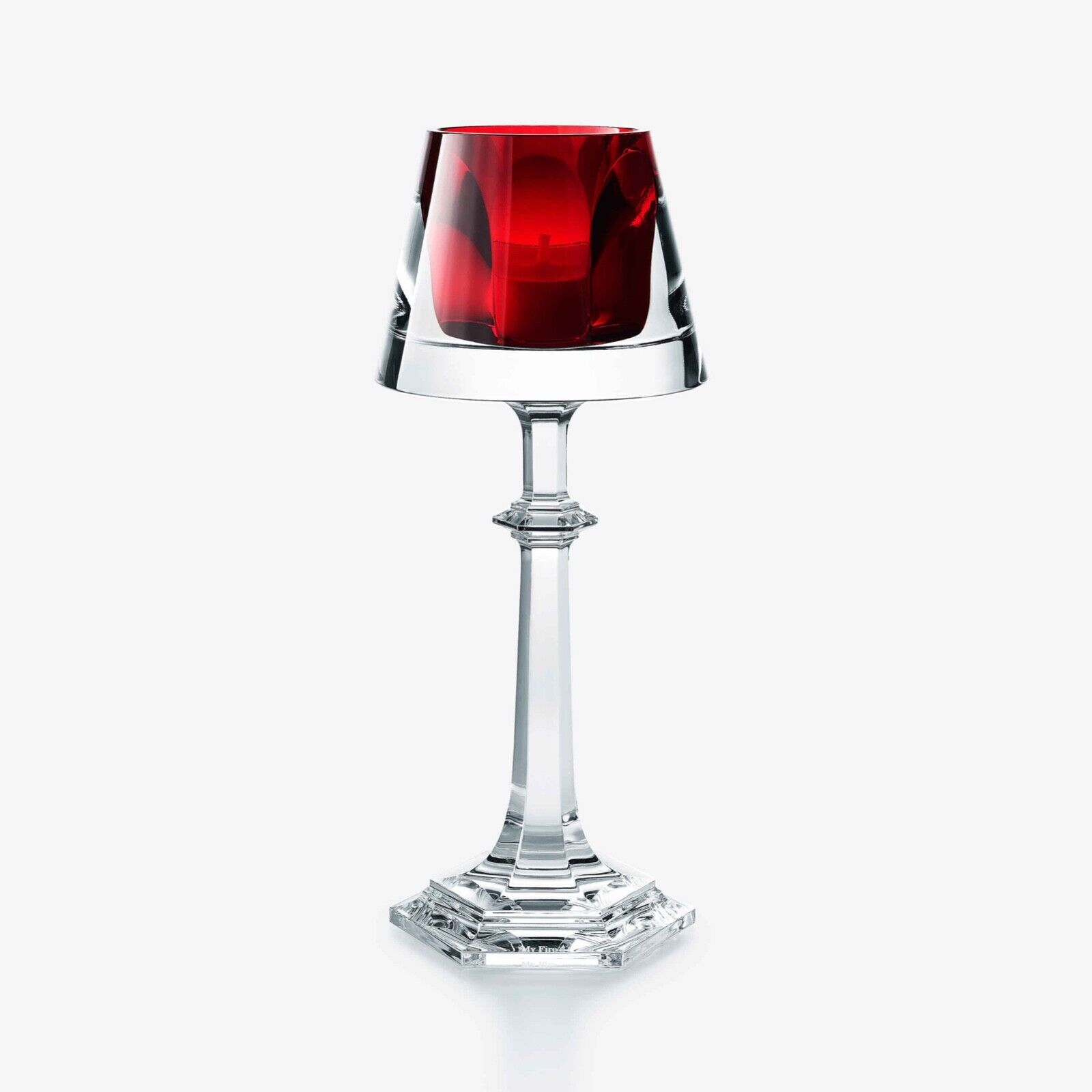 Baccarat Harcourt My Fire Candlestick Red & Clear Crystal 2813720 New In Box