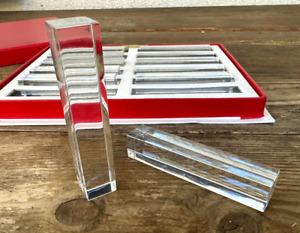 12 Baccarat Crystal Glass Knife Rests New in Box French France Signed Vintage