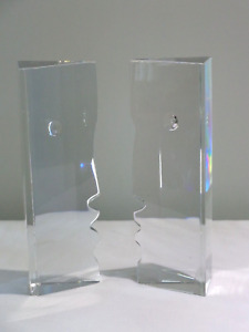 Pair of Baccarat Crystal Man & Woman ENCOUNTER Sculpture Bookends Robert Rigot