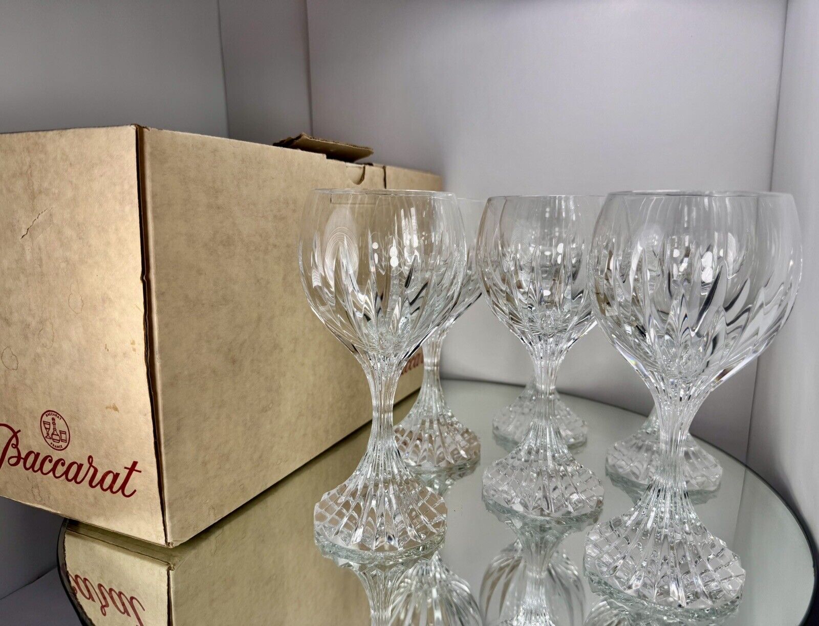 Baccarat Massena Rare XL Water Goblets S/6 No. 1 - 1344101 - 7.36” Minty W/Box