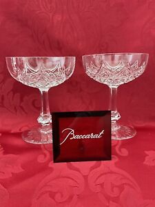 FLAWLESS Art Glass BACCARAT France Pair COLBERT Crystal SHERBET CHAMPAGNE COUPES