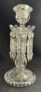 BACCARAT CRYSTAL 1 SINGLE LIGHT MEDALLION BOBECHE PRISMS CANDELABRA CANDLE STICK