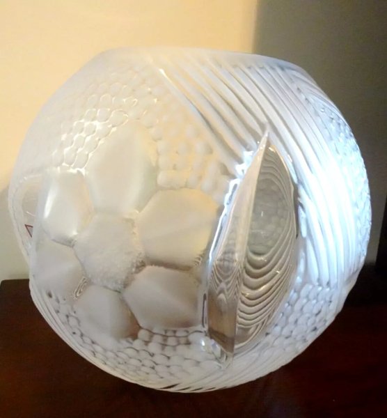 MIB Large Signed Baccarat Crystal France Florelia Flora Ball Vase Frosted