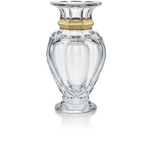 Baccarat HARCOURT BALUSTRE VASE 12.6 in, Brand New Authentic, Clear and gold