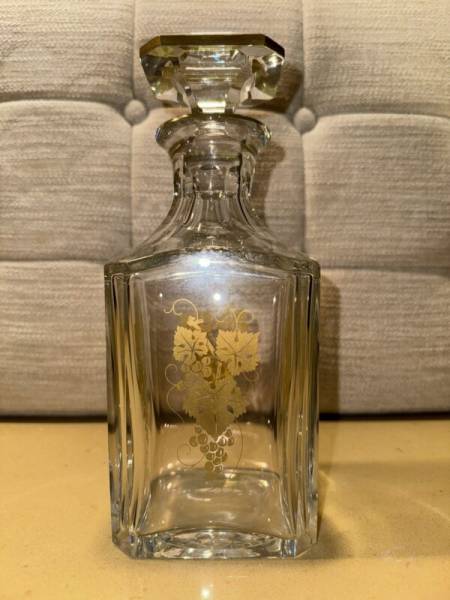 Rare Edition Baccarat Empire Harcourt Gilded Grape Motif Whiskey Decanter