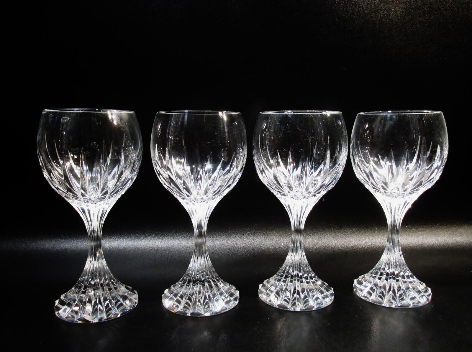 Baccarat Crystal France Massena 4 - 7” Water Goblets Glasses