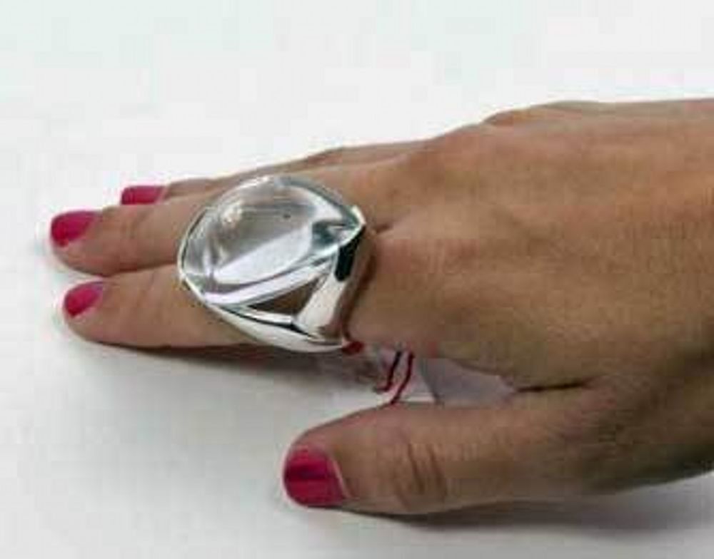 $775 Baccarat Jewelry 53 size 6.5 Psydelic LRG Clear Crystal Silver Ring 2106431