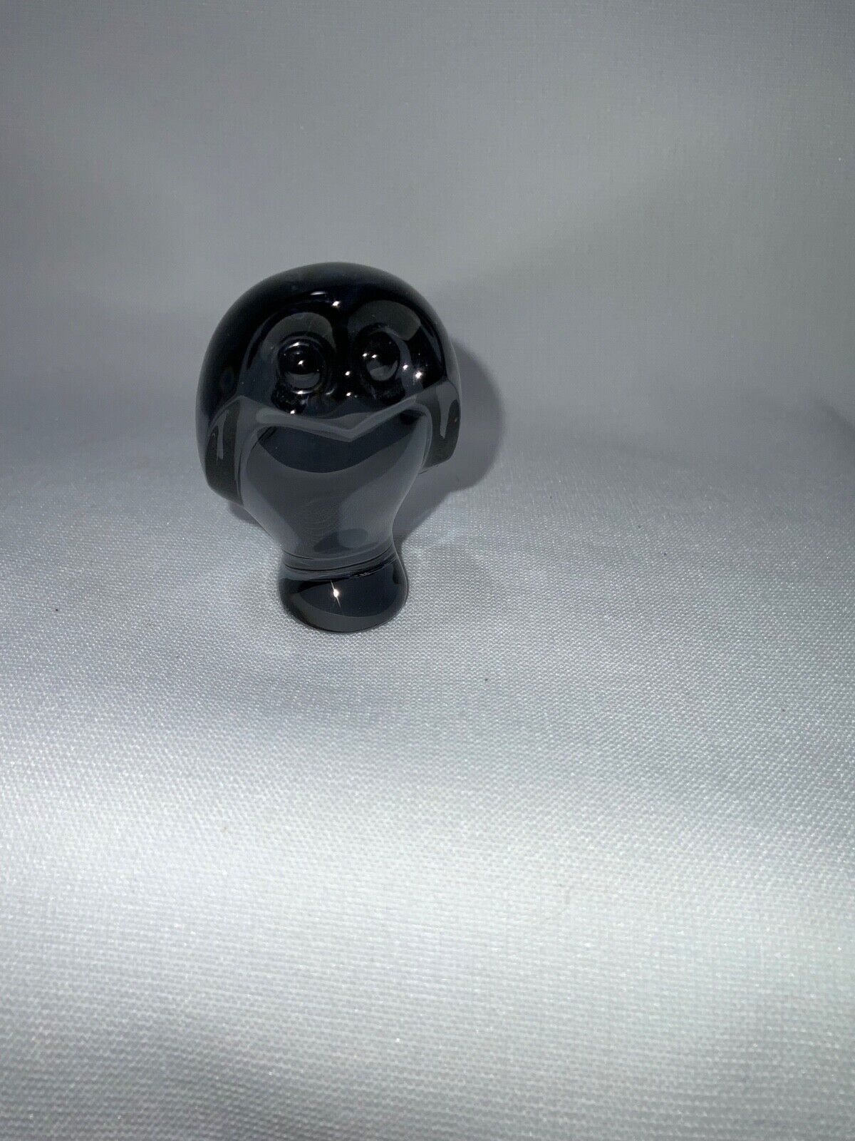 Baccarat Signed Smoky Gray Big-Eyed Owl Crystal Figurine 2" Vintage Figurine EUC
