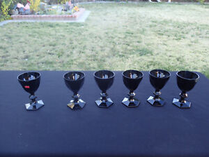 Rare Set of 6 x  Baccarat Darkside Signed Starck Black Angel Goblets  MUST SEE!!
