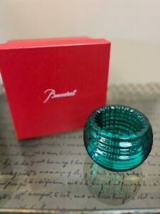 Baccarat Crystal Eye Votive Green Candle Holder NEW IN BOX