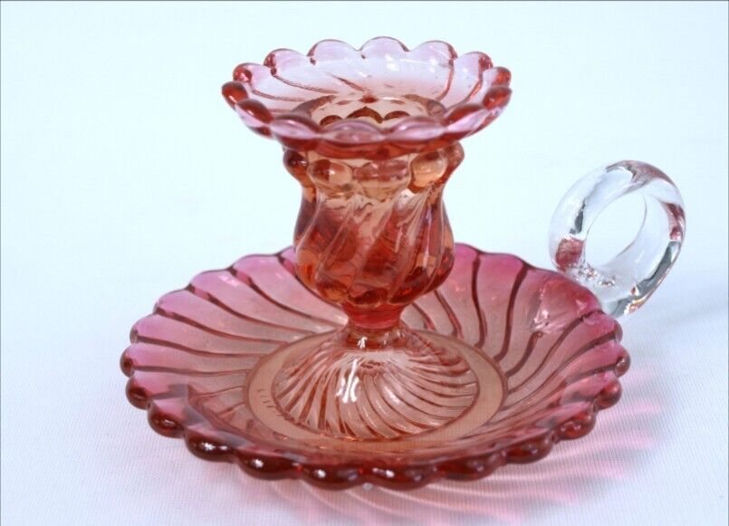 Baccarat Dupose Rose Tiente Swirl Crystal Chamber Stick