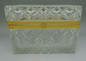 FRENCH c.1880 BACCARAT LARGE CRYSTAL ART GLASS ORMOLU GOLD BOX