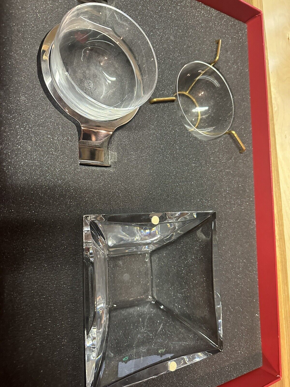 Baccarat caviar dish and cooling bowl