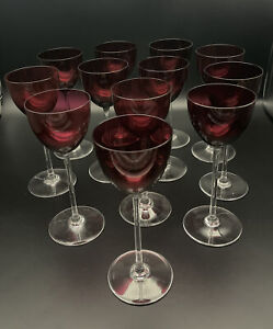 Baccarat Perfection 7.3/8" Red Rose Rhine Wine Glasses Acid Etch Maker Mark Lot