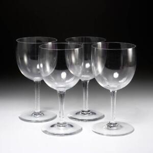 Baccarat Clos de Vougeot Wine Water Goblet Glasses Zipper Stem 4pc Lot 7"h B