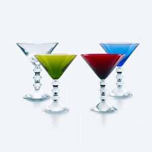 Baccarat Vega Martini Glasses Multi Color Set of 4 Retail $1.450