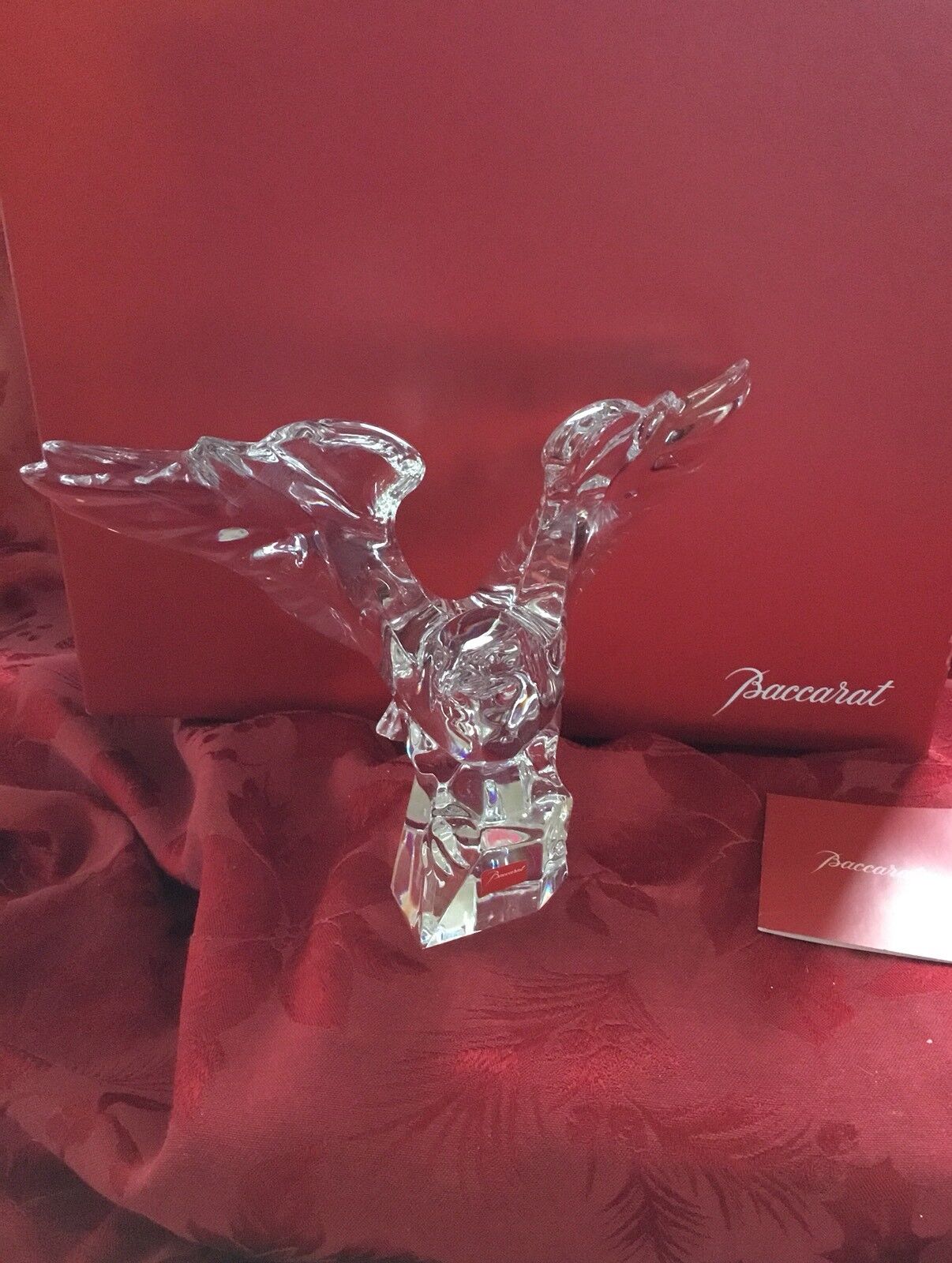 MIB FLAWLESS Exquisite BACCARAT Figurine AMERICAN Crystal EAGLE BIRD FALCON HAWK