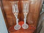 Antique Baccarat Frosted  Hurricane Candlesticks