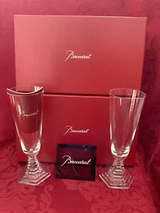 NIBs FLAWLESS Stunning BACCARAT France Pair ORSAY Glass Crystal CHAMPAGNE FLUTES