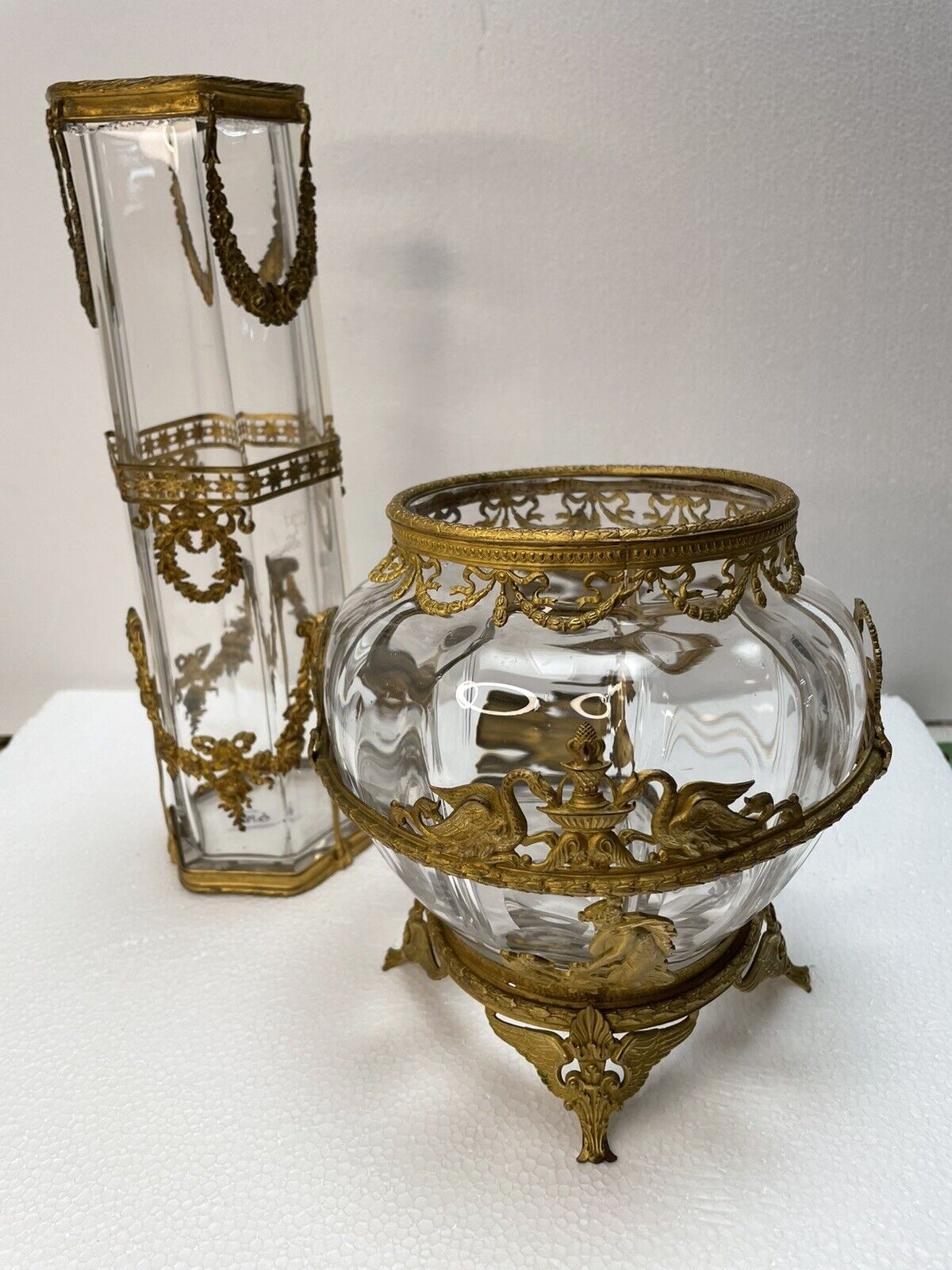 TWO MAGNIFICENT BACCARAT CRYSTAL AND DORE BRONZE VASES        #319