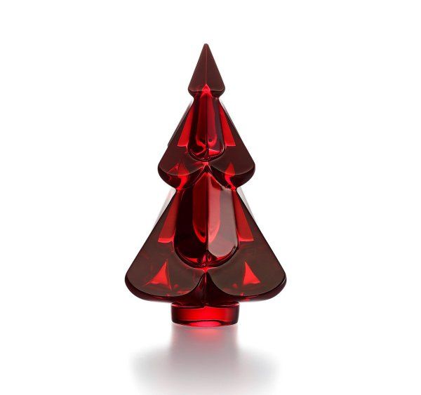 BACCARAT CRYSTAL RED SNOWNY FIR TREE #2812411 BRAND NIB CHRISTMAS SAVE$ RARE F/S