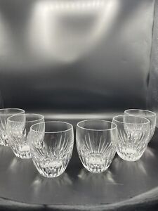 6 Baccarat France Crystal Massena 13 oz Whiskey Flat Tumblers Glasses 3 6/8"