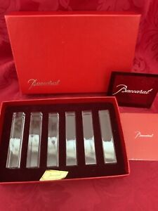 NIB FLAWLESS Unique BACCARAT France Six Glass VEGA Crystal KNIFE CHOPSTICK RESTS