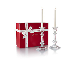 NEW BACCARAT CRYSTAL HAROCOURT CANDLESTICK PAIR #2813863 BRAND NIB SAVE$$ F/SH