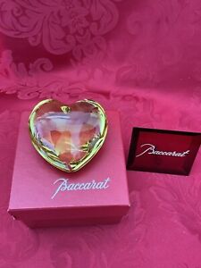 NIB FLAWLESS Stunning BACCARAT France Glass Yellow Crystal PUFFED HEART Figurine