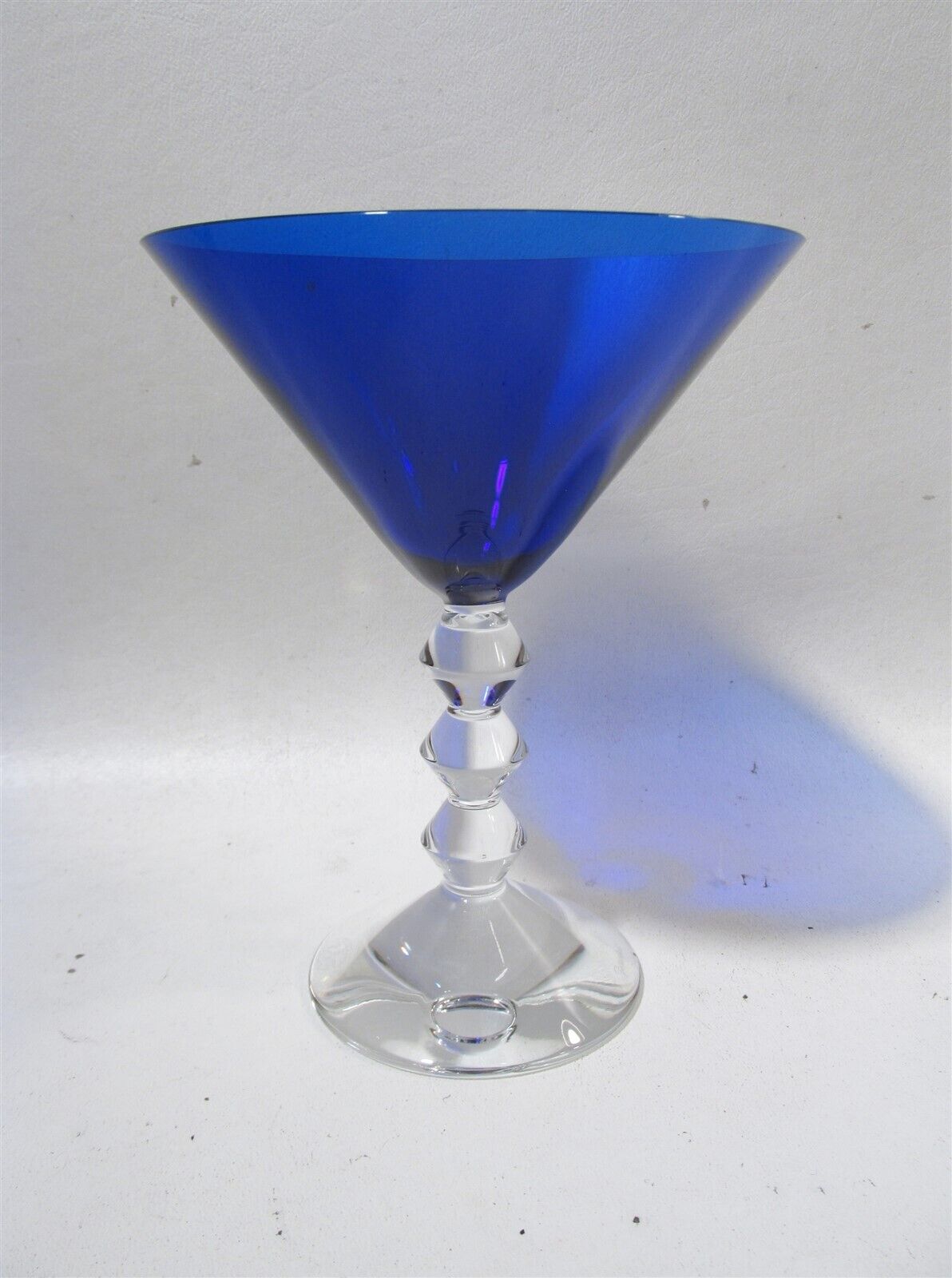 Luxe Baccarat Crystal France Vega Cobalt Blue Martini Goblet