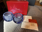 Baccarat Eye Votives Crystal Blue - Tea Candle Lights - New In Box